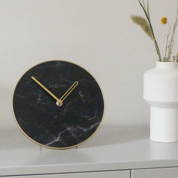 Nextime Marble 8-Inch Tabletop Clock in Black & Reviews | Wayfair